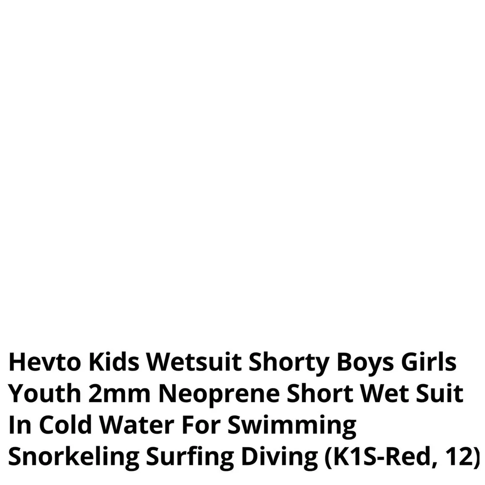Hevto Wetsuit Shorty Kids Size 12 Black Red New Front Zip 2mm Neoprene Youth